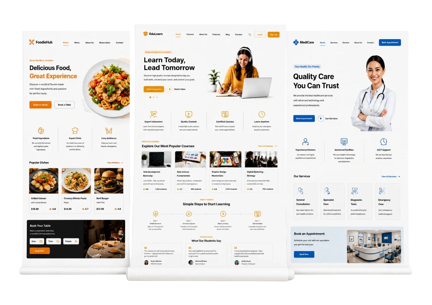 Website designs on laptop screens by the best website designer in Kankarbagh, Patna