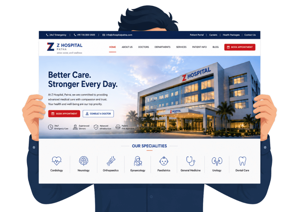 Website designs on laptop screens by the best website designer in Patliputra Colony, Patna